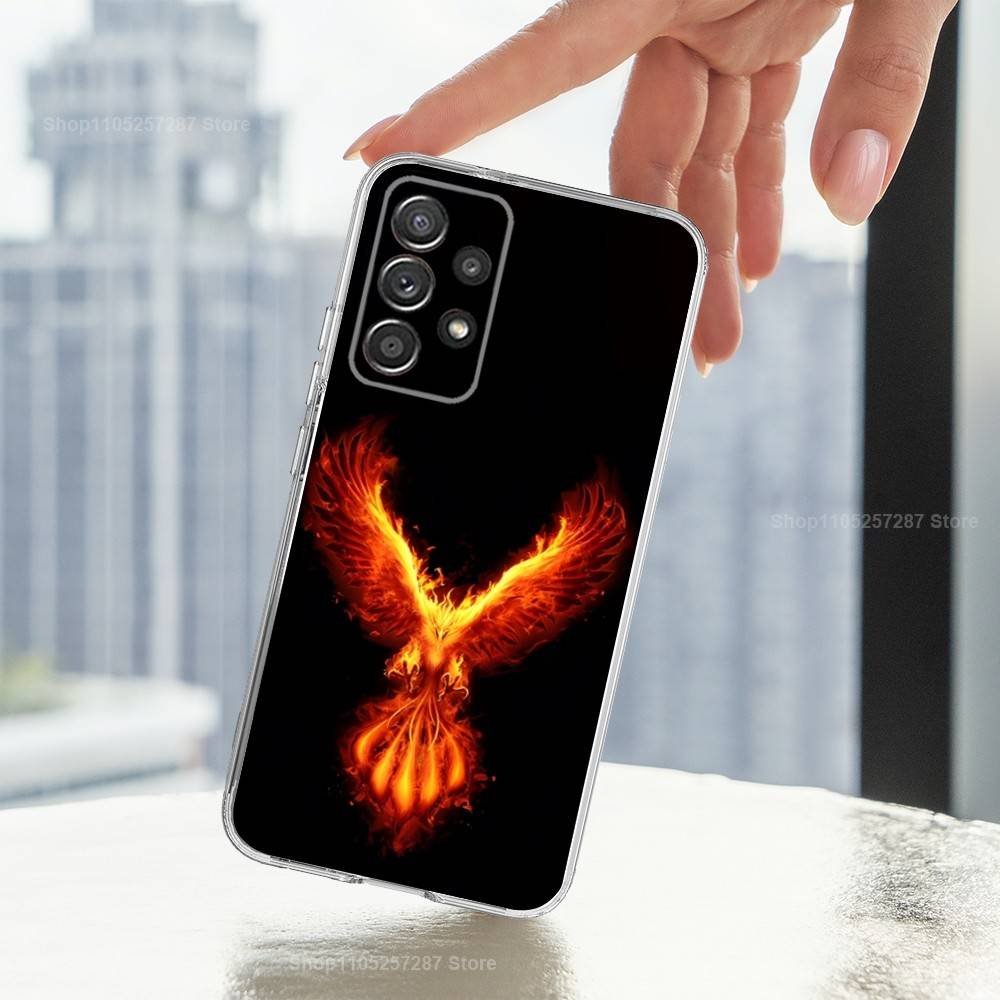 Myth Art Red Blue Phoenix For Samsung A51,30,71,S9,Ultra,Lite,S23,20,FE,22,21,PIus,10,Transparent, Silicone Case