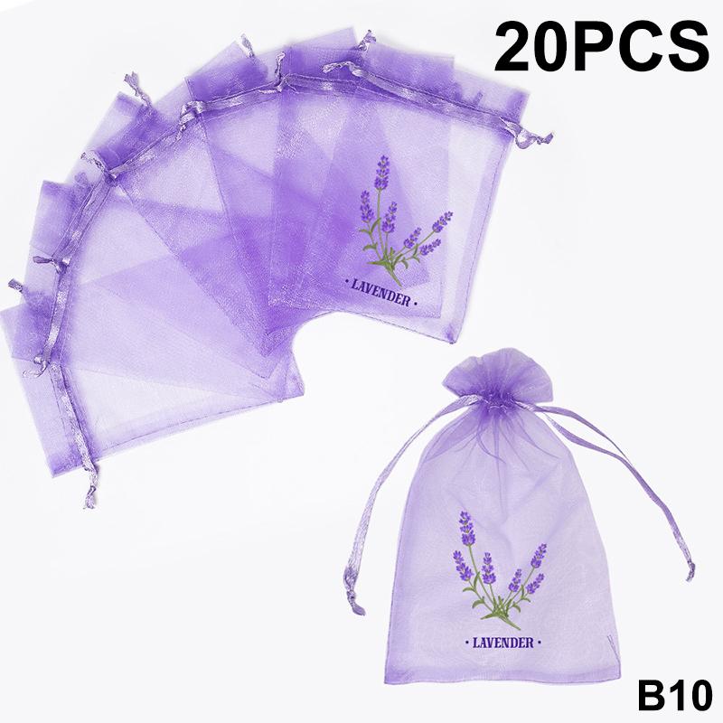 20Pcs Lavender Pattern Drawstring Mesh Bags Dried Flower Herbs Spices Storage Bag Odor-Eliminating Breathable Fragrance Pouches