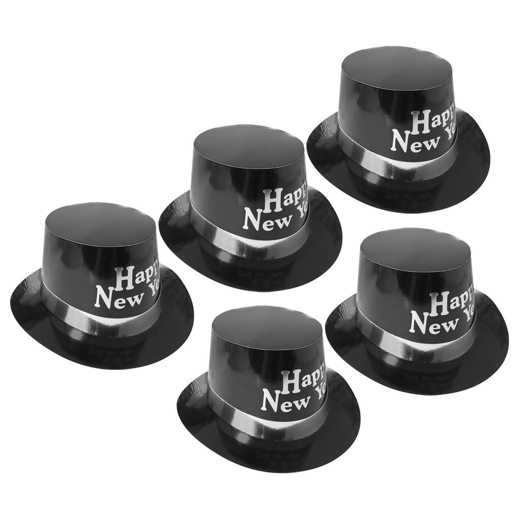 5Pcs Shiny Party Hats with Letter Print Lightweight Comfortable Wearable for New Year Eve Festivities Family Reunion Events