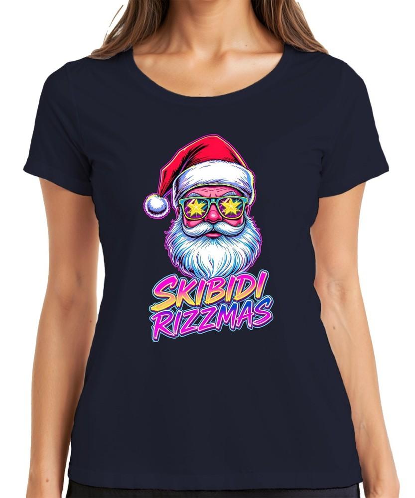 Skibidi Rizzmas Santa Claus Neon Glasses Retro 80s Party Lusti Unisexs Tshirt S