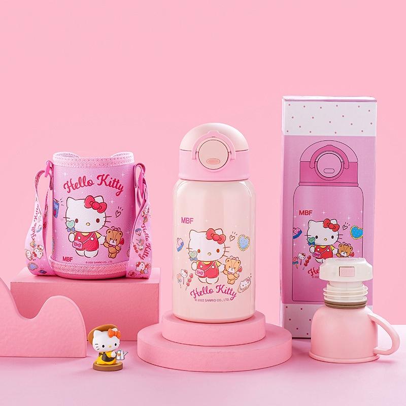 

Kt Cartoon Double Lid Insulated Cup For Kids 500ml Capacity Portable 12-24 Hour Thermal Performance розовый