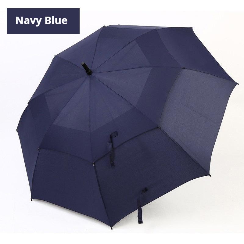 Add full fiber fake double-layer wind resistant business long handle umbrella breathable men's golf