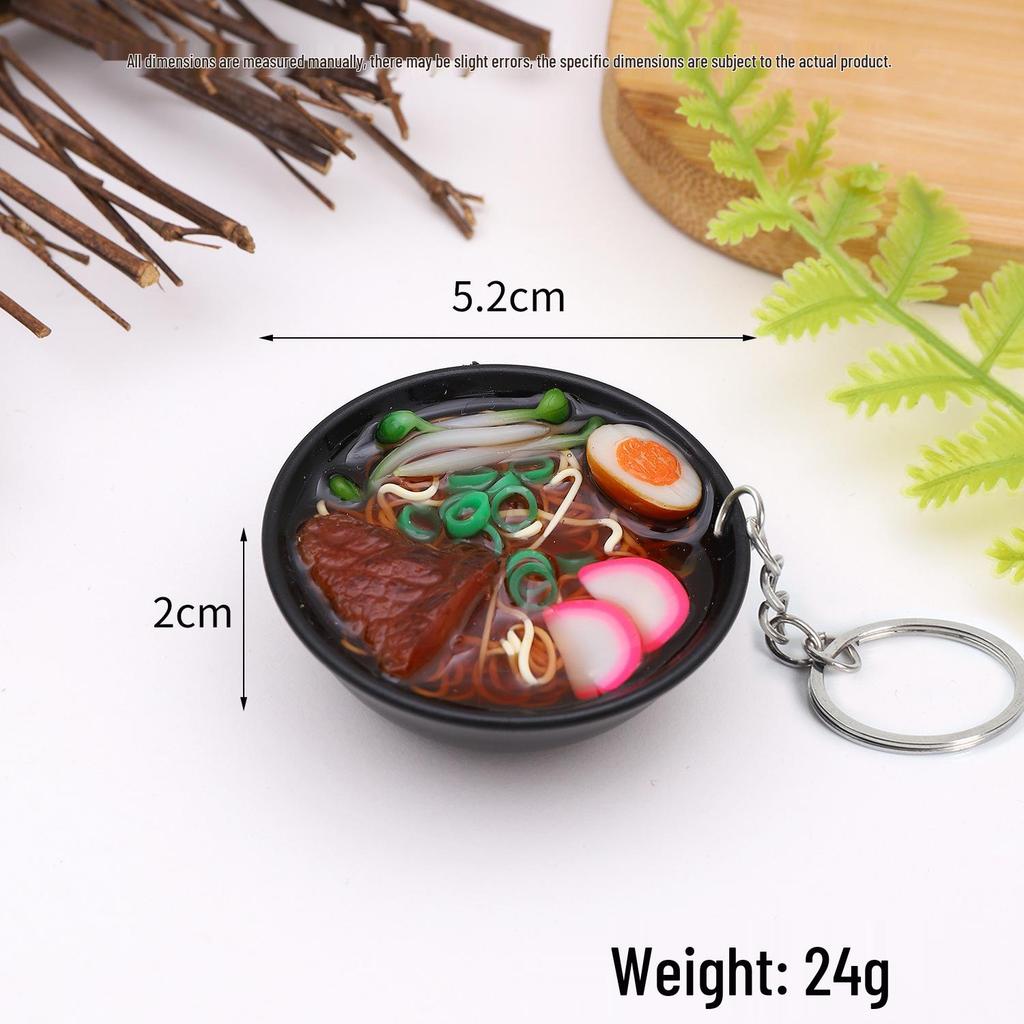Mini Japanese Ramen Bowl Pendant - Creative Food Model Toy with Seafood Noodles