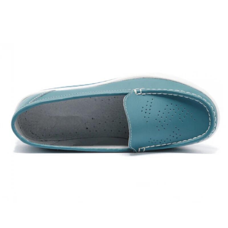 Scarpe Mocassini Piattaforma Donna Moda Primavera Autunno Scarpe Casual Vuote in Vera Pelle Donna Slip-on Mocassini Creeper Taglia42