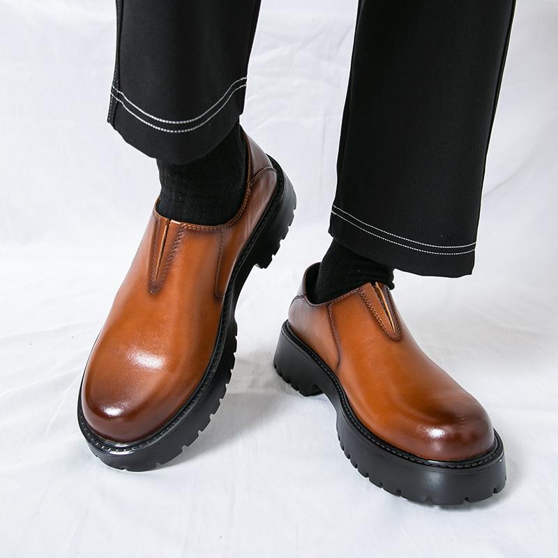 Fashion Casual thick soled men's leather shoes Fashion minimalist style Party and business Plus Size Trendy outdoor shoes Derby Hot