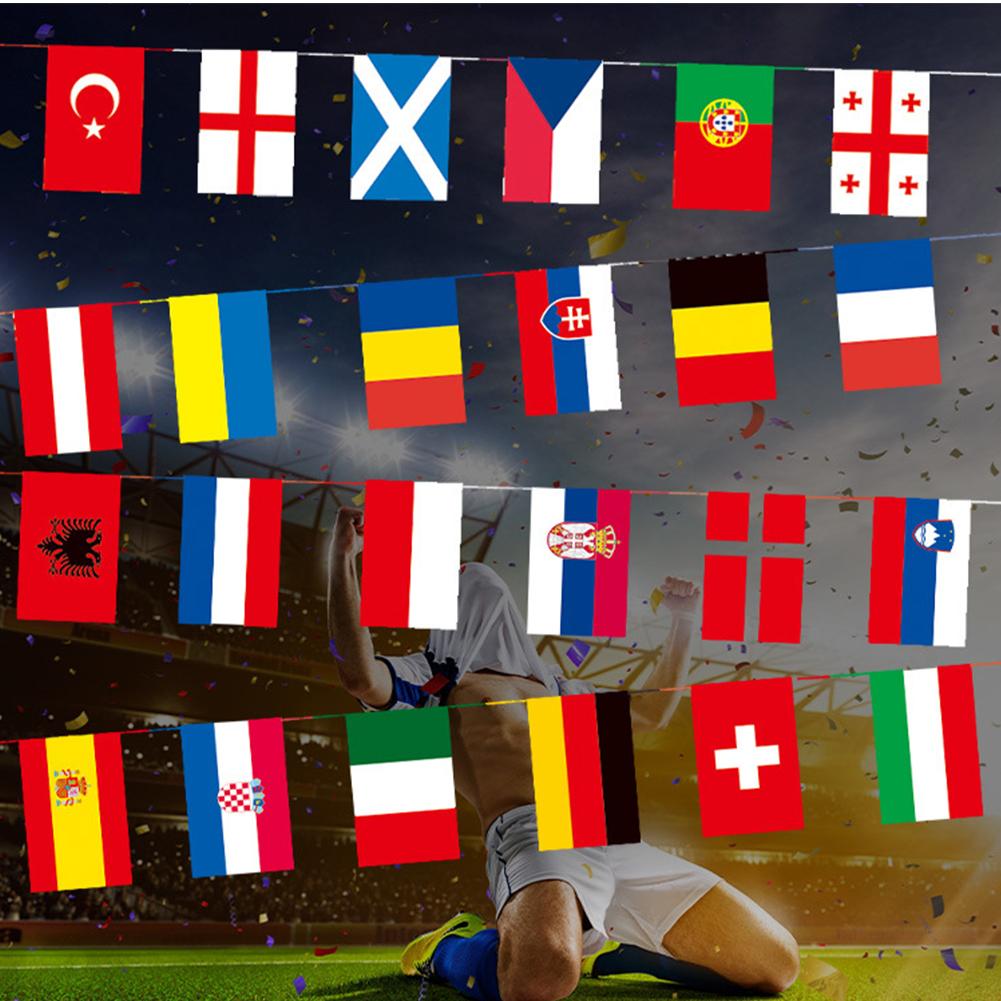 2025 European String Flags Polyester 7M 24 Countries Hanging String Flags Bunting National String Flags Football Event Decor