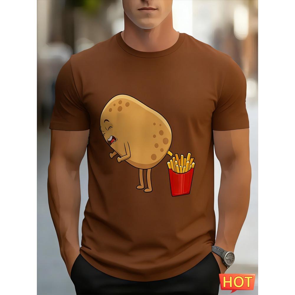 Funny Potato French Fries Graphic T Shirts For Men Fashion Summer Short Sleeve 3D Printed T-shirts Casual Oversized Kids Tees