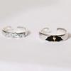 Minimalist Luxury Couple Ring Set Adjustable Open Design Geometric Shape Plated Unisex Romantic Gift