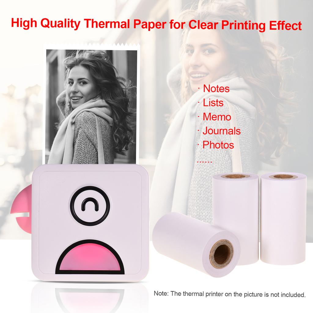 Poooli White Blank Sticky Thermal Paper Long Lasting 5 Years Paper Roll BPA Free 57*30mm(2.17*1.18in) 3 Rolls