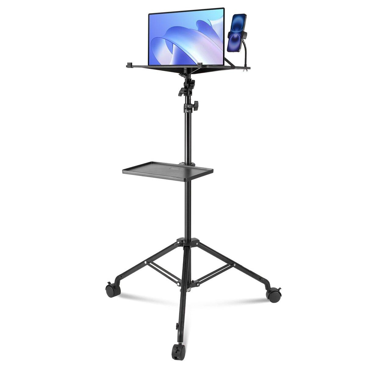 Support de projecteur avec roues Support pour ordinateur portable Trépied Hauteur de 31,3 à 67,3