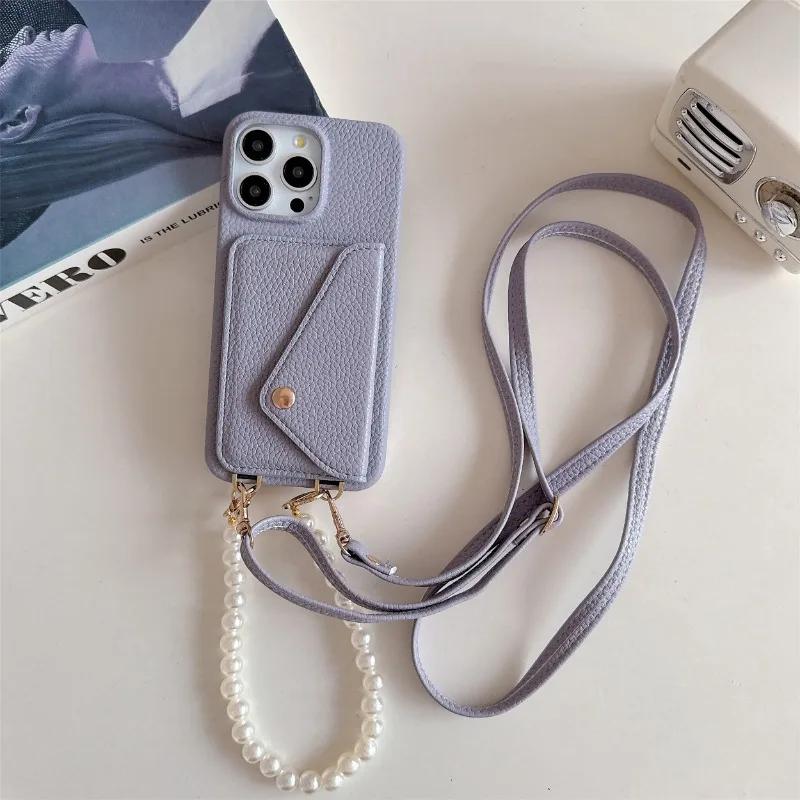 

Кожаный чехол-кроссбоди на запястье для телефона для iPhone 13 12 Mini 15 14 Plus 11 Pro Max, кошелек с держателем для карт, защитная крышка For iPhone 13 Mini