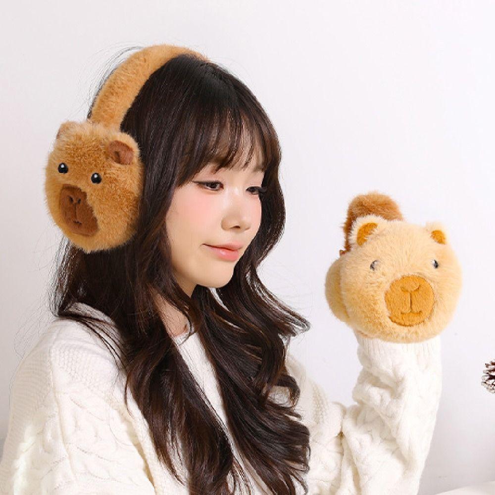 Foldable Capybara Plush Earmuffs Thicken Cute Ear Cover Panda Warm Earflaps Outdoors Activities