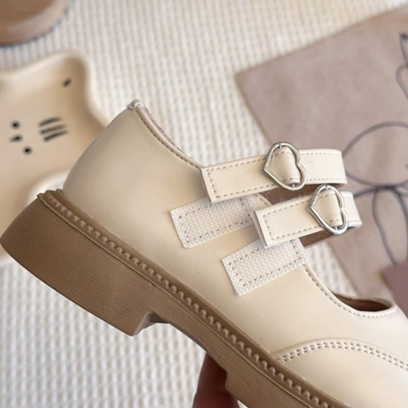 Children's Round-toed Thick-soled Leather Shoes for Summer Retro British Style Korean Cute Japanese Mary Jane Shoes
