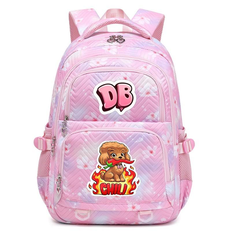 Cute Cartoon Character Print Backpack Girls School Use Large Capacity Nylon Student Bag With Padded Curved Straps