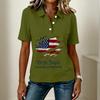 Damen Casual Knopfleiste Kurzarm Poloshirt Amerikanische Flagge Grafikdruck 250. Jahrestag Patriotisches Oberteil Leichtes Sommer-T-Shirt