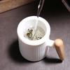 Chaxun Mutton Fat White Porcelain Tea Mug with Ebony Wood and Infuser