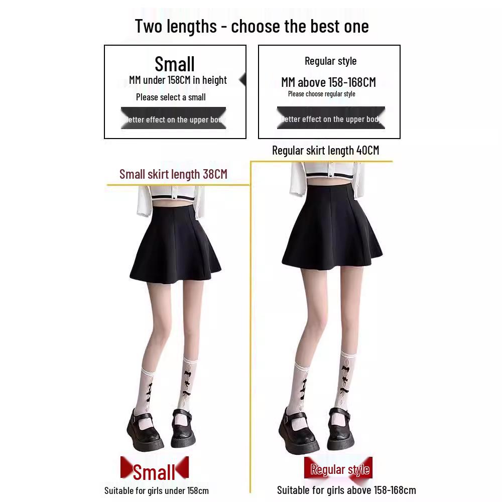 Women's 2025 High Waist Black A-Line Midi Skirt – New Summer Fashion