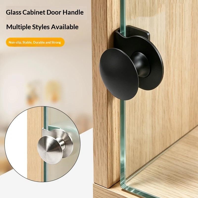 Stainless Steel No Drill Glass Cabinet Door Pull Anti Slip Long Lasting Durable For Bathroom Kitchen Glass Cabinet Doors