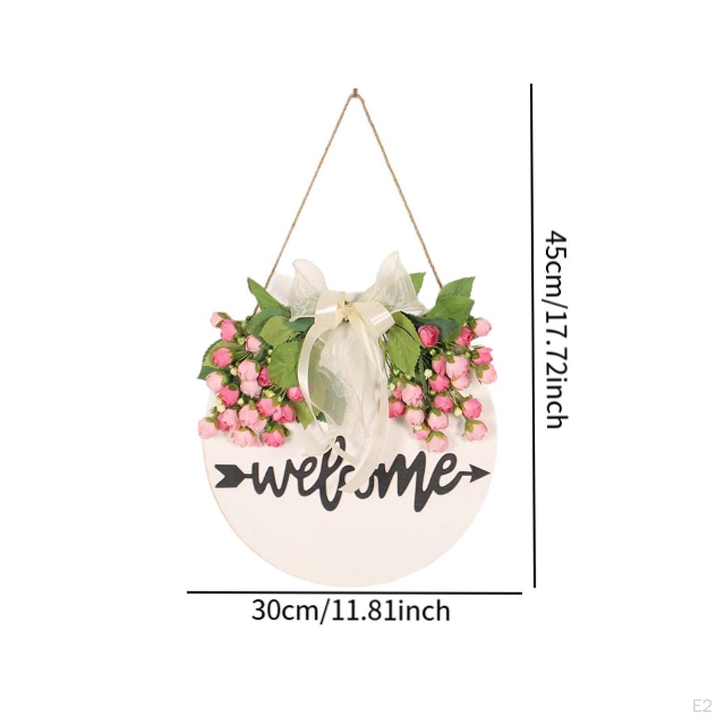 Front Door Hanging Sign ,Wall Decor Plaque, Wall Art Rustic Porch Decoration Welcome Wreath for Home