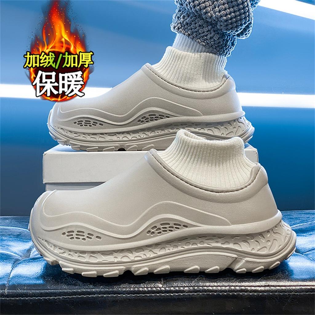 Cotton slippers, winter fleece, thickened sock covers, cotton shoes, indoor home thick-soled non-slip warm bag heel slippers