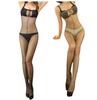 Glossy Open Crotch Perforated All Through Strap Body Stockings Long Tights of [Set 2] (Black/Gray)
