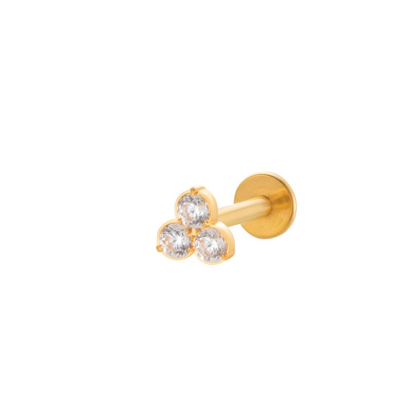 2024 F136 Titanium Flower Cone Pendant Chain Lip, Ear & Tragus Stud with Internal 0.9 Thread
