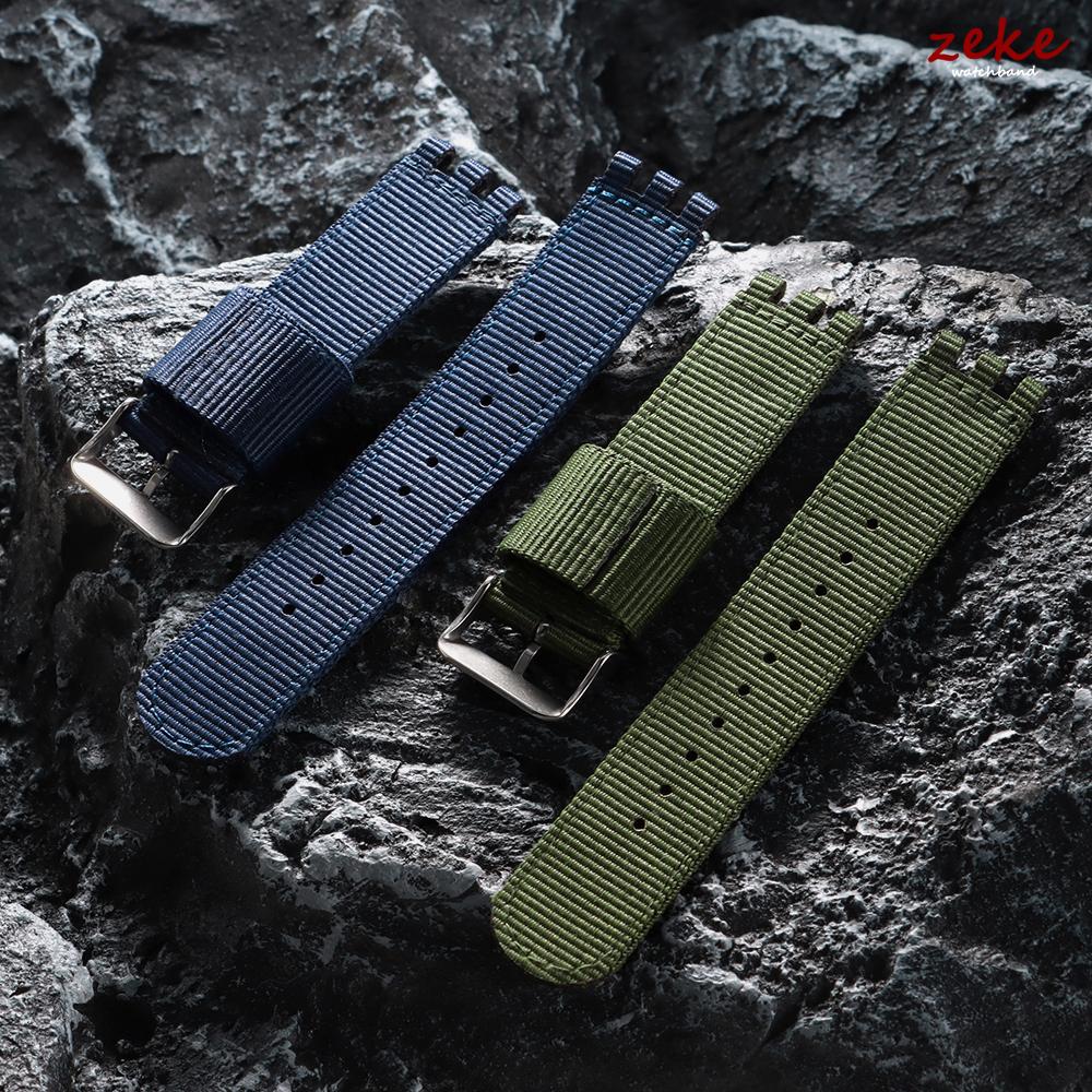 17mm 19mm 20mm Nylon Canvas Watch Band for Swatch Replacement Strap for Military Sports Army Green Wristband Men Women Bracelets