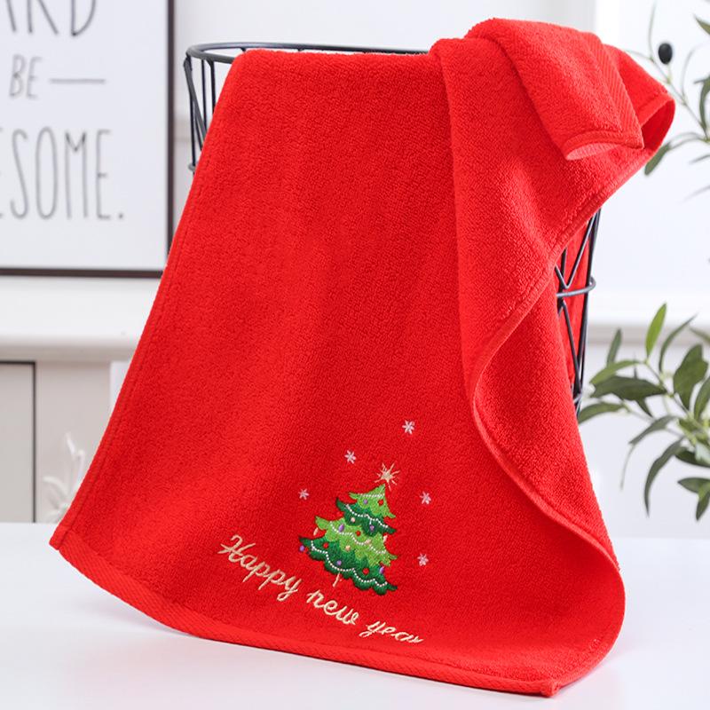 Christmas Towel Gift Box Set Towel Cotton Washing Towel 2 Gift Boxes Red Santa Claus New Year Gift