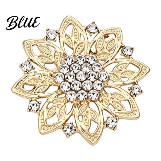 Hollow Flower Brooch Rhinestone Brooch Alloy Floral Decorative Lapel Pin Metal Vintage Clothing Jewelry for Wedding Party Prom Embellishment Pin