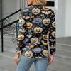 Women's Casual Fashion Sexy Comfort Halloween Printed V-Neck Button Long Sleeve