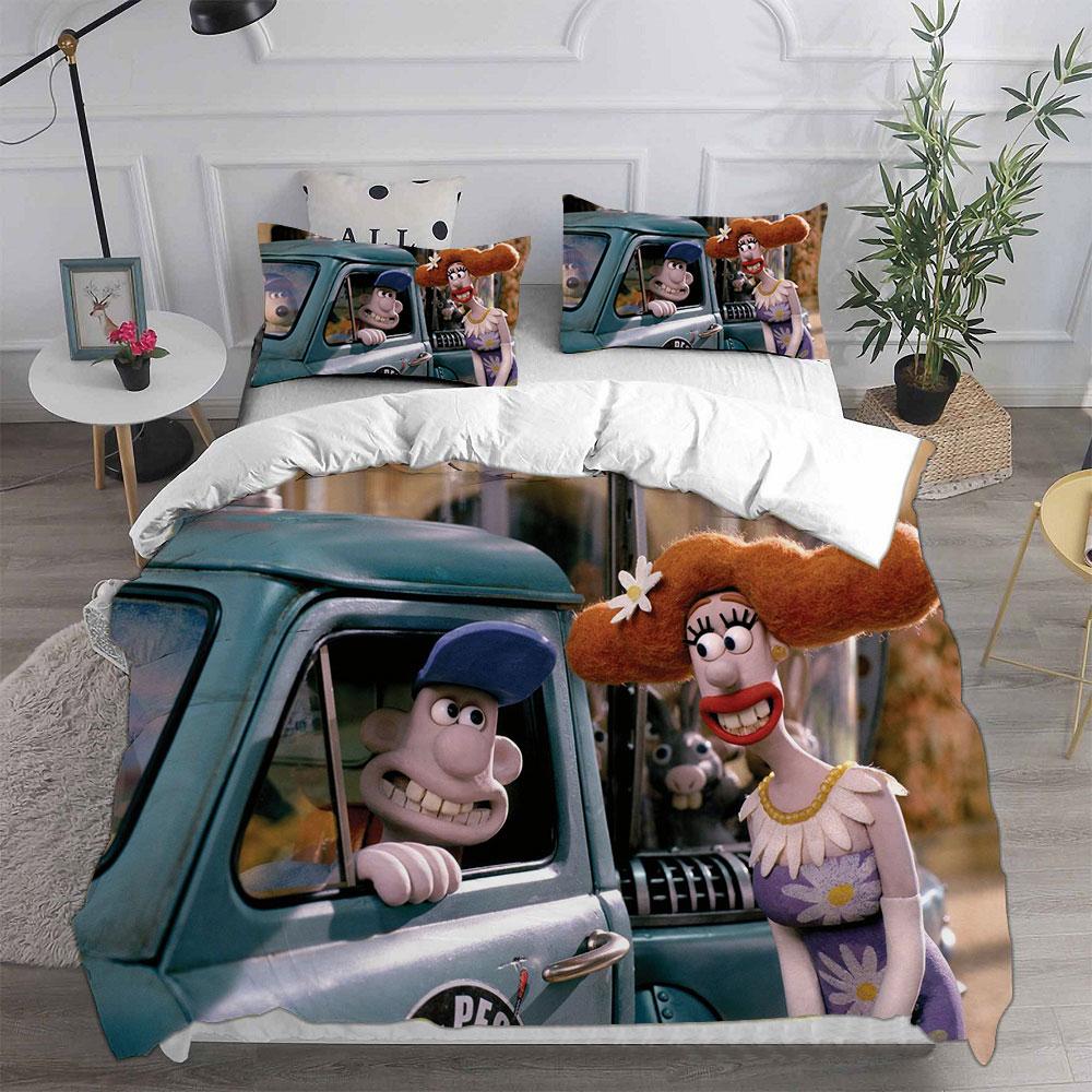 Wallace & Gromit Bedding Sets Comforter Quilt Bed Cover Duvet Cover Pillow Case 2-3 Pieces Sets Kids Adult Size