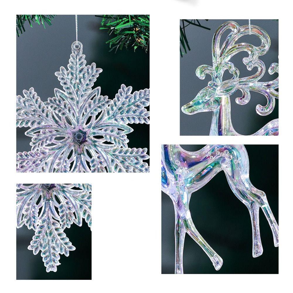 Fashion Acrylic Christmas Crystal Pendants Crystal Transparent Christmas Tree Ornaments DIY Snowflake Crystal Hanging Home