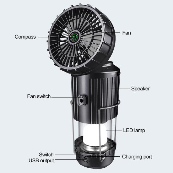 Solar Camping Light with Fan Super Bright High Lumens Compact