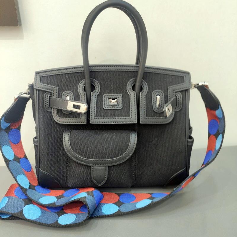Leder Damentasche mit Canvas Mode Platin Tasche Einsatztasche Polka Punkt Schultergurt Handtasche Eine Schulter Diagonal Cross Damentasche