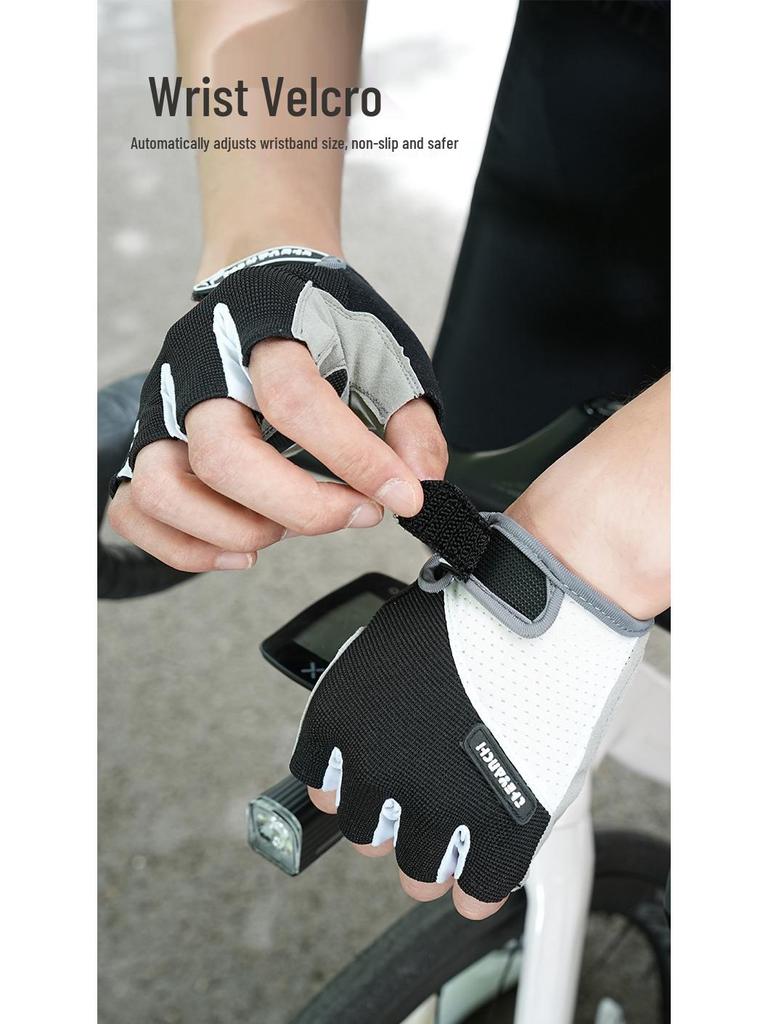 Herrcykelhandskar med halvfinger för sommaren - Halkskydd, Stötdämpande för landsvägscykling och träning