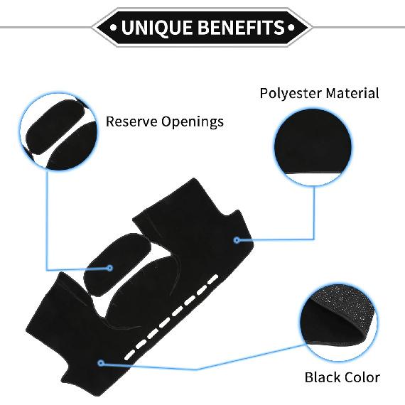 Dash Cover Compatible for Toyota Yaris 2004-2011, Non-Slip Polyester Black Center Console Dashboard Cover Pad Carpet