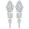 Explosive Full Diamond Elegant Earrings Exaggerated Flower Symmetrical Long Tassel Earrings