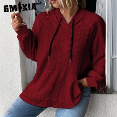 Autumn Winter Ladies Casual Jacquard Plus Size Hoodie Women