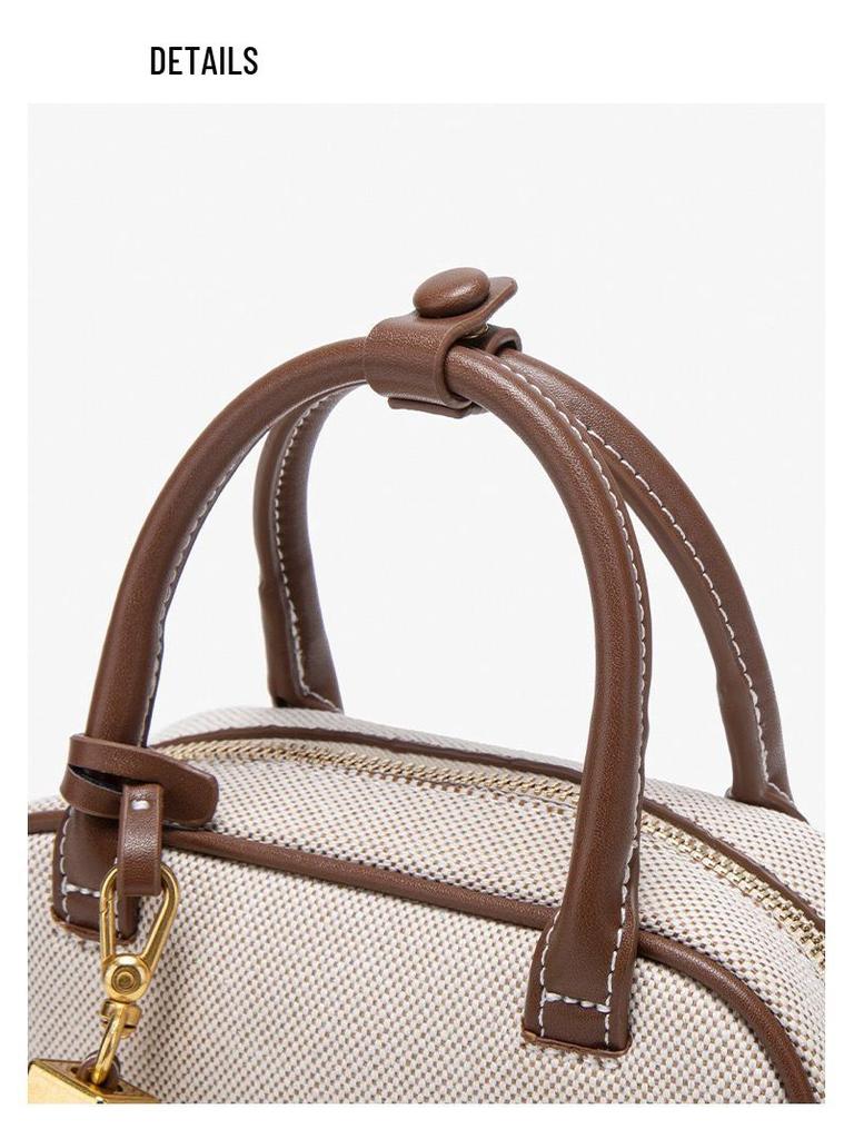 2025 Autumn Quilted Mini Bowling Bag: Retro Crossbody with Fashion Color Block Design for Women