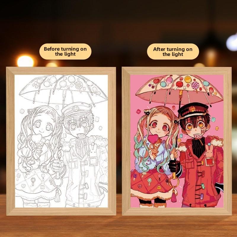 23cm/9.06in Tum Rensabiyuu 3D Light Painting Night Lamp Anime Peripherals Figures Bedroom Table Display Ornaments Birthday Gift