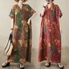 DIMANAF Women 2024 Plus Size Spring Summer Oversize Style Dress Beach Elegant Floral Long Dress Oversize Basic Loose Dress Plus Size 9038