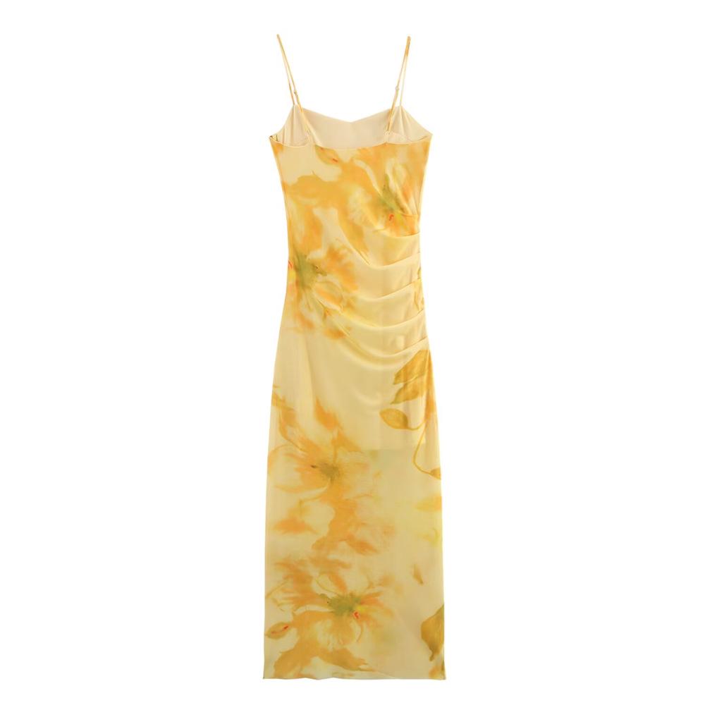 2025 Frühling/Sommer Damen Seiden-Mesh Print Trägerkleid - Slim, Sexy & Elegant