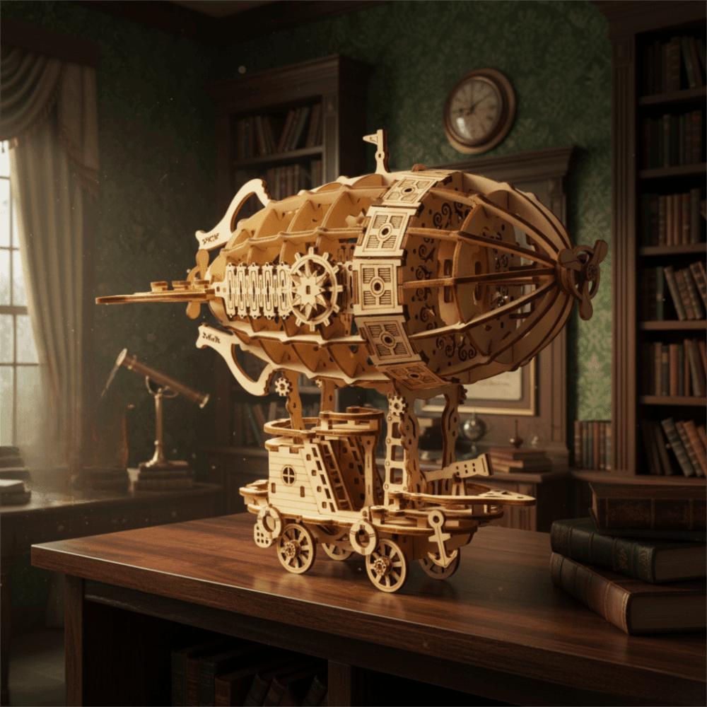 Mechanical Design 3D Wooden Puzzle Hand Craft Mechanical Model Kits Airship Model Model Building