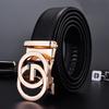 Lychee Grain Leather Smart Casual Belt With Automatic Buckle And Letter Design For Men