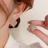 Luxury Temperament Shining Brightly Lnlay Zircon Nine-square Grid Square Stud Earrings for Women Korean Bride Wedding Jewelry
