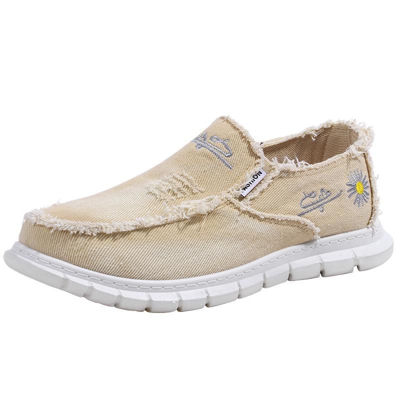 Women's Casual Shoes, Soft Washed Denim Canvas Shoes, Flower Design, Lightweight and Durable, Suitable for Casual Wear and Women's Shoes