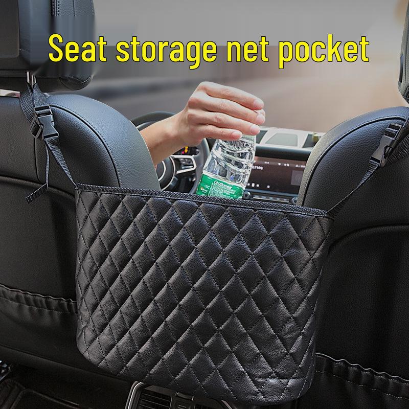 Diamond Pattern Car Seat Storage Net: Multi-Function Hanging Pocket Bag