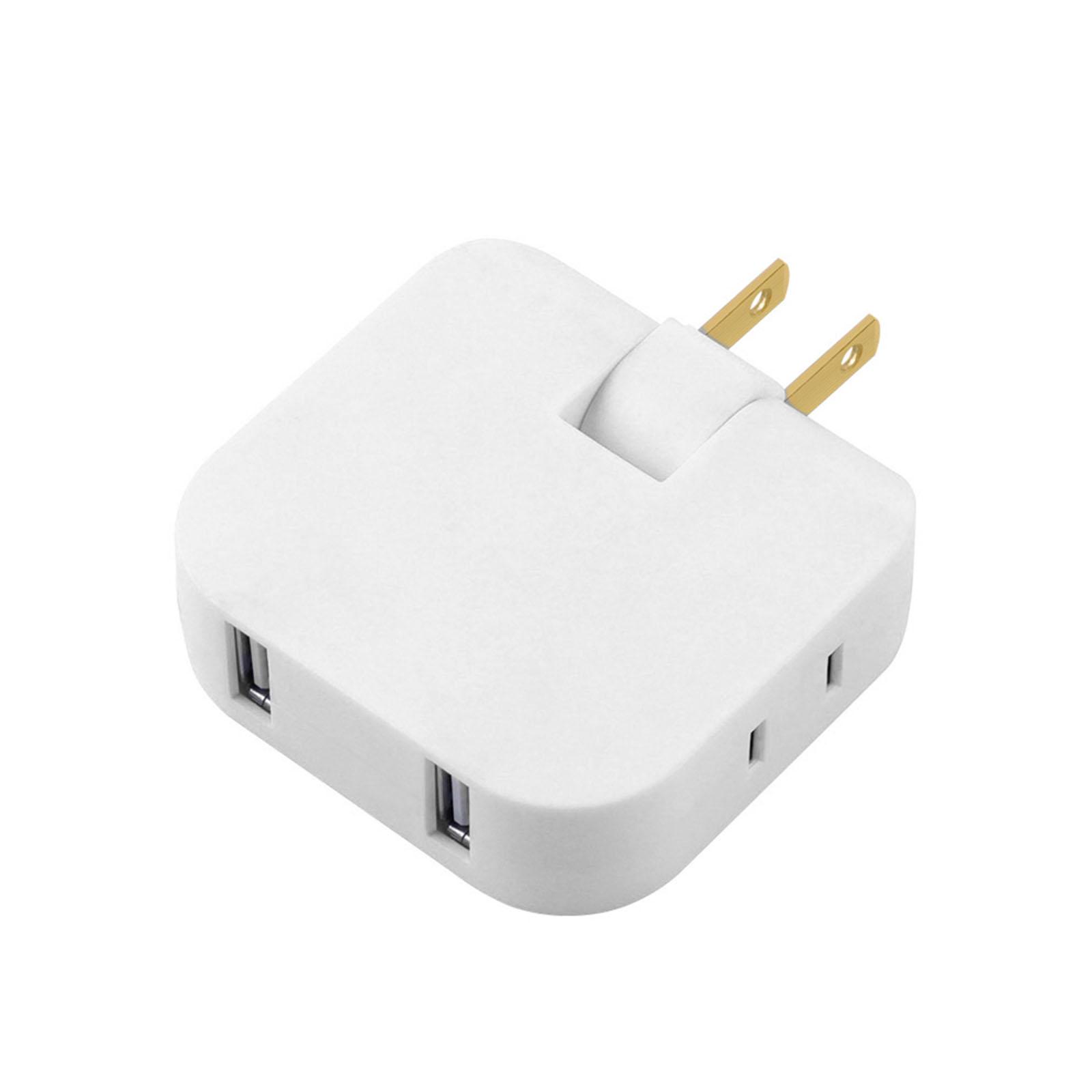 

Настенная вилка-удлинитель с плоской вилкой, розетка переменного тока с 2 USB, дорожная бытовая розетка, вращающаяся вилка на 180 градусов белый