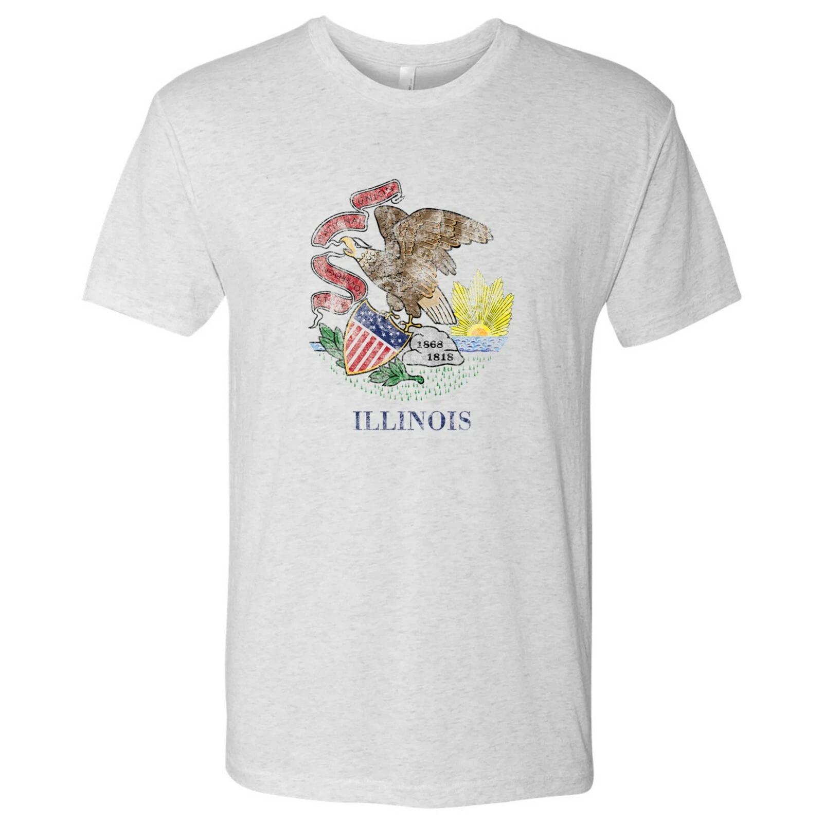 Illinois Flag State Pride Hometown Triblend Mens T-Shirt - Heather White XL