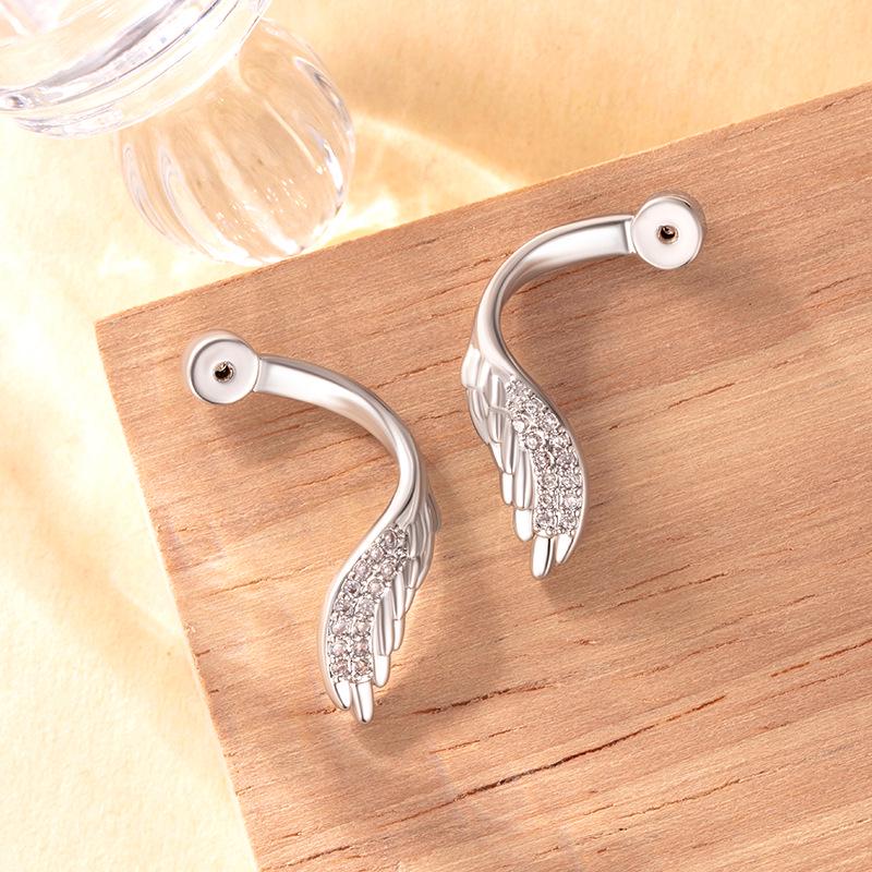 Henson Zircon Wing Korean High-End Handmade DIY Earrings (0.8/1.2 Mouth)